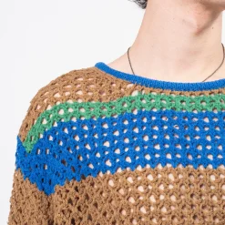 [ANDERSSON BELL] UNISEX DAMAGED STRIPE BOATNECK SWEATER _ MULTI