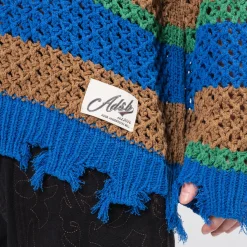 [ANDERSSON BELL] UNISEX DAMAGED STRIPE BOATNECK SWEATER _ MULTI