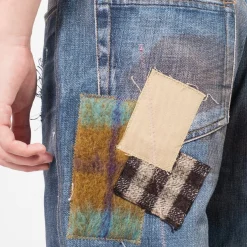 [ANDERSSON BELL] UNISEX PATCHWORK PRINTED DENIM TROMPE L'OEIL JEANS _