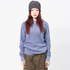 [BEAMS BOY] O.COTTON THERMAL CREW NECK LONGSLEEVE TSHIRT _ BLUE
