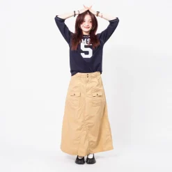 [BEAMS BOY] O.KNIT F/B3/4 _ NAVY