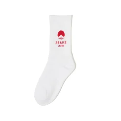 [BEAMS JAPAN] BEAMS JAPAN LOGO SOCKS _ WHITE/RED