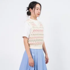 [DUNST] UNISEX CRAFTED V-NECK KNIT VEST _ IVORY