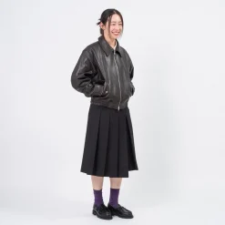 [DUNST] UNISEX LAMBSKIN LEATHER BLOUSON _ BROWN