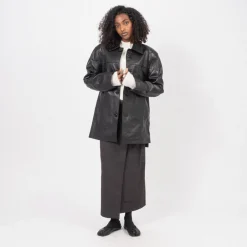 [DUNST] UNISEX LEATHER HALF JACKET _ BLACK