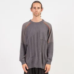 [GOOPiMADE] “8SE-03K” MONTAGE SPLICING KNIT SWEATER _ D.GREY
