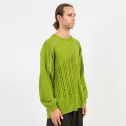 [GOOPiMADE] “8SE-03K” MONTAGE SPLICING KNIT SWEATER _ NEON
