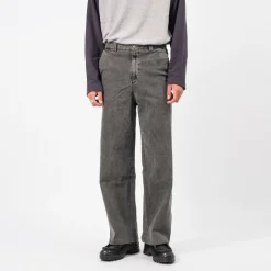 [HATCHINGROOM] REGULAR TROUSERS VELVET DENIM _ GREY