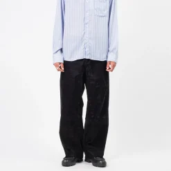 [HATCHINGROOM] REGULAR TROUSERS VELVET DENIM _ BLACK