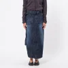 [999HUMANITY] MAXI BELTED DENIM SKIRT _ INDIGO ONE WASH