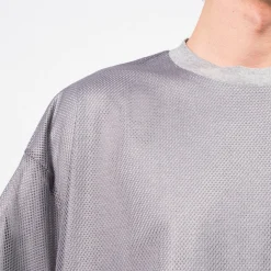 [IS-NESS] BALLOON DOUBLE LAYERED MESH SHORT SLEEVE T-SHIRT _ GREY