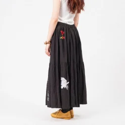[LEH] 1028 EMB SKIRT _ BLACK