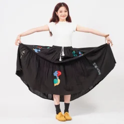 [LEH] 1028 EMB SKIRT _ BLACK