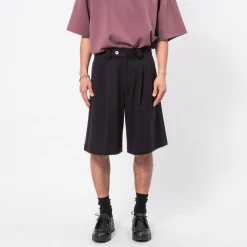 [MERELY MADE] MERELY DOBBY COTTON WIDE CROPPED PANTS _ BLACK
