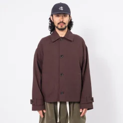 [MERELY MADE] MERELY PREMIUM LINEN OXFORD GURKHA JACKET _ DARK WINE