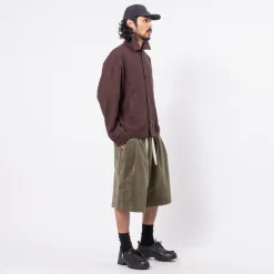 [MERELY MADE] MERELY PREMIUM LINEN OXFORD GURKHA JACKET _ DARK WINE