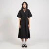 [MINJUKIM] BASIC PLEATED SHIRT DRESS _ BLACK