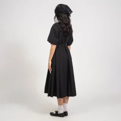 [MINJUKIM] BASIC PLEATED SHIRT DRESS _ BLACK