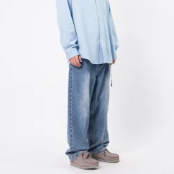 [MOIF] WIDE 6P BELTED DENIM PANTS _ USED WASH MEDIUM INDIGO