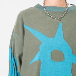 [PAM] KUU CREW NECK KNIT _ GREEN/BLUE