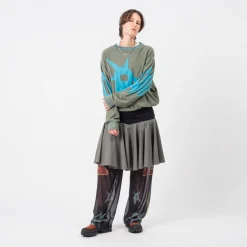 [PAM] KUU CREW NECK KNIT _ GREEN/BLUE