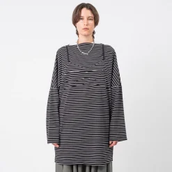 [PAM] MOON MAIDEN STRIPE DRESS _ BLACK/WHITE