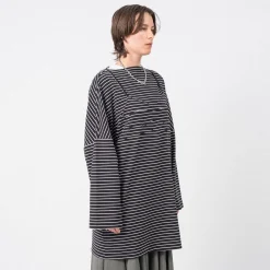 [PAM] MOON MAIDEN STRIPE DRESS _ BLACK/WHITE