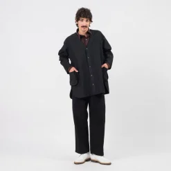 [PORTER CLASSIC] MOLESKIN NO COLLAR SHIRT JACKET _ BLACK