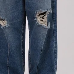 [RHODOLIRION] PS1020 90’LOOSE STRAIGHT PANTS DAMAGED DENIM _ INDIGO