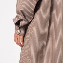 [SILLAGE] POPOVER SHIRT DEAD STOCK _ BROWN STRIPE LONG