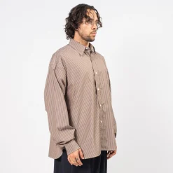 [SILLAGE] WIDE SHIRT DEAD STOCK _ BROWN STRIPE