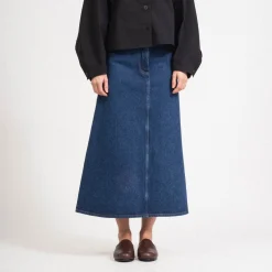[STUDIO NICHOLSON WOMEN] BARINGO A LINE DENIM SKIRT _ INDIGO WASH