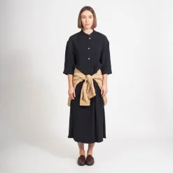[STUDIO NICHOLSON WOMEN] SABO HALF PLACKET SHIRT DRESS _ DARKEST NAVY