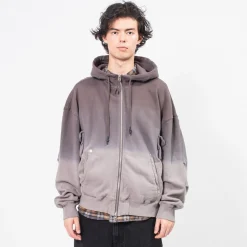 [UNAFFECTED] DYED 4P HOODIE ZIP-UP _ CHARCOAL
