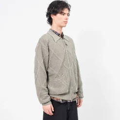 [UNAFFECTED] SHIRT ZIP-UP KNIT CARDIGAN _ SAND