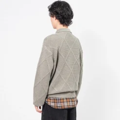 [UNAFFECTED] SHIRT ZIP-UP KNIT CARDIGAN _ SAND