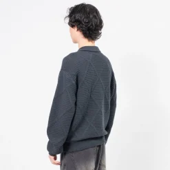 [UNAFFECTED] SHIRT ZIP-UP KNIT CARDIGAN _ D.NAVY